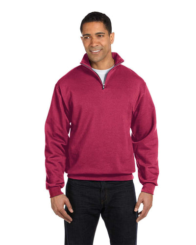Jerzees NuBlend 50/50 Quarter-Zip Cadet Collar Sweatshirt 995M | Vintage Hthr Red - Front