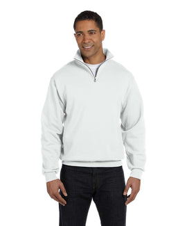 Jerzees NuBlend 50/50 Quarter-Zip Cadet Collar Sweatshirt 995M | White - Front