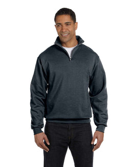 Jerzees NuBlend 50/50 Quarter-Zip Cadet Collar Sweatshirt 995M | Black Heather - Front