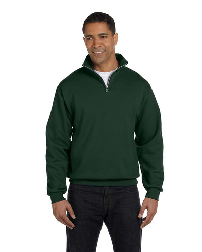 Jerzees NuBlend 50/50 Quarter-Zip Cadet Collar Sweatshirt 995M | Forest Green - Front