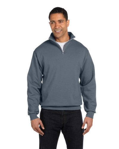 Jerzees NuBlend 50/50 Quarter-Zip Cadet Collar Sweatshirt 995M | Charcoal Grey - Front