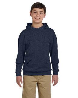 Jerzees Youth 50/50 Fleece Hooded Sweatshirt 996Y | Vin Htr Navy - Front