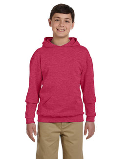Jerzees Youth 50/50 Fleece Hooded Sweatshirt 996Y | Vint Htr Red - Front