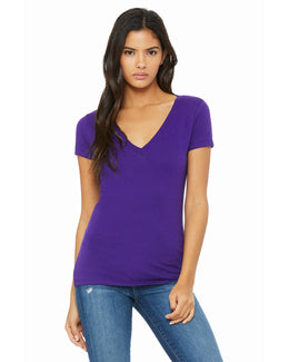Bella+Canvas Ladies Deep V-Neck T-Shirt B6035 | Team Purple - Front