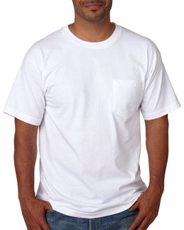 Bayside USA Made Short Sleeve Pocket T-Shirt BA5070 | White - Front