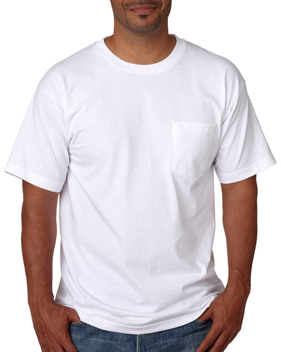 Bayside USA Made Short Sleeve Pocket T-Shirt BA5070 | White - Front