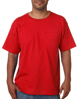 Bayside USA Made Short Sleeve Pocket T-Shirt BA5070 | Red - Front