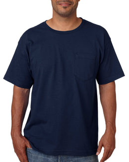 Bayside USA Made Short Sleeve Pocket T-Shirt BA5070 | Light Navy - Front