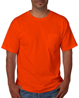 Bayside USA Made Short Sleeve Pocket T-Shirt BA5070 | Bright Orange - Front