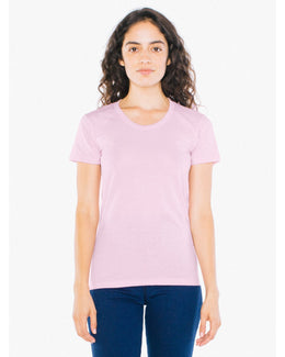 American Apparel Ladies Poly-Cotton Short Sleeve Crewneck BB301W | Pink - Front