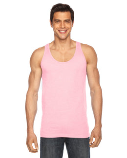 American Apparel Unisex Poly-Cotton Tank BB408W | Neon Hthr Pink - Front