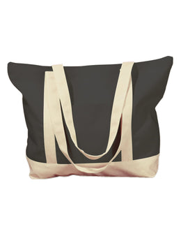 BAGedge Canvas Boat Tote BE004 | Black/ Natural - Front
