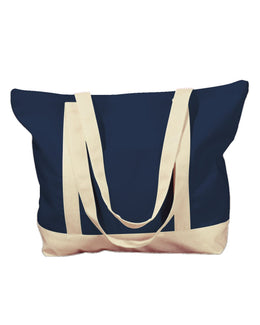 BAGedge Canvas Boat Tote BE004 | Navy/ Natural - Front