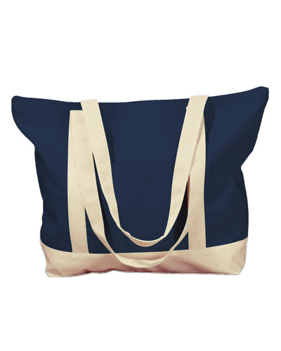 BAGedge Canvas Boat Tote BE004 | Navy/ Natural - Front
