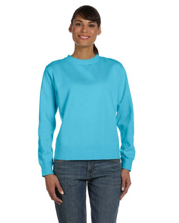 Comfort Colors Ladies Garment-Dyed Crewneck Sweatshirt C1596 | Lagoon Blue - Front
