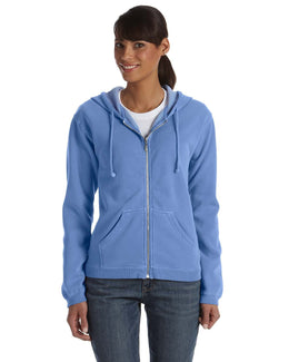 Comfort Colors Ladies Garment-Dyed Full-Zip Hoodie C1598 | Flo Blue - Front