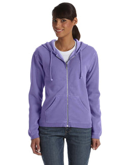 Comfort Colors Ladies Garment-Dyed Full-Zip Hoodie C1598 | Violet - Front
