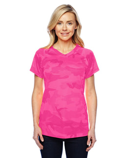 Champion Ladies Double Dry Performance T-Shirt CW23 | Wow Pink Camo - Front