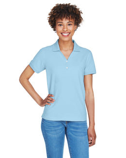 Devon & Jones Ladies Fine Pima Pique Polo D100W | Crystal Blue - Front