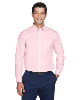 Devon & Jones Crown Woven Collection Solid Broadcloth Shirt D620 | Pink - Front