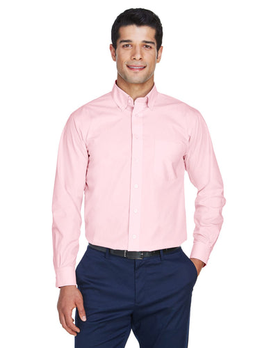 Devon & Jones Crown Woven Collection Solid Broadcloth Shirt D620 | Pink - Front