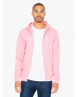 American Apparel Unisex Flex Fleece Zip Hoodie F497W | Neon Hthr Pink - Front