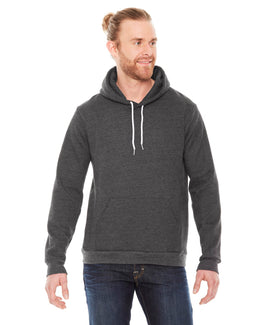 American Apparel Unisex Flex Fleece Drop Shoulder Pullover Hoodie F498W | Dk Heather Grey - Front