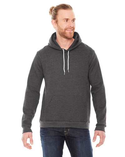 American Apparel Unisex Flex Fleece Drop Shoulder Pullover Hoodie F498W | Dk Heather Grey - Front