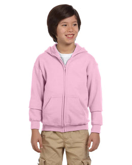 Gildan Youth Heavy Blend 50/50 Full-Zip Hooded Sweatshirt G186B | Light Pink - Front