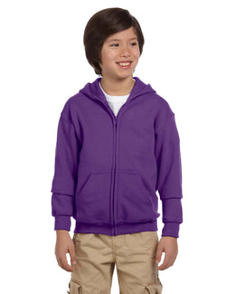 Gildan Youth Heavy Blend 50/50 Full-Zip Hooded Sweatshirt G186B | Purple - Front
