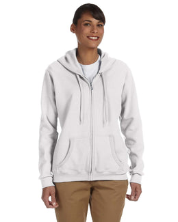 Gildan Ladies Heavy Blend 50/50 Full-Zip Hooded Sweatshirt G186FL | White - Front
