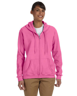 Gildan Ladies Heavy Blend 50/50 Full-Zip Hooded Sweatshirt G186FL | Azalea - Front