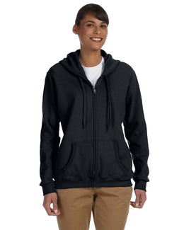 Gildan Ladies Heavy Blend 50/50 Full-Zip Hooded Sweatshirt G186FL | Black - Front