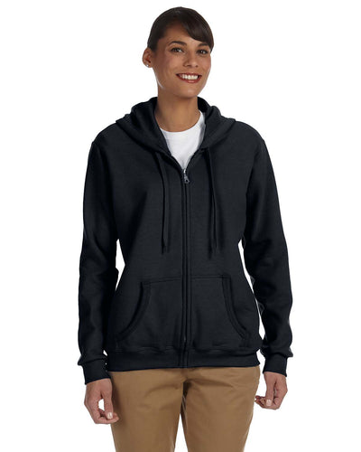 Gildan Ladies Heavy Blend 50/50 Full-Zip Hooded Sweatshirt G186FL | Black - Front