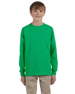 Gildan Youth Ultra Cotton Long Sleeve T-Shirt G240B | Irish Green - Front