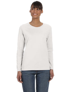 Gildan Ladies Long Sleeve 100% Cotton T-Shirt G540L | Ash Grey - Front