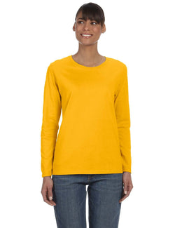 Gildan Ladies Long Sleeve 100% Cotton T-Shirt G540L | Gold - Front
