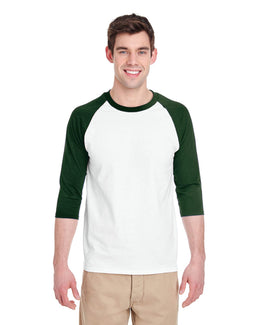 Gildan Heavy Cotton 3/4-Raglan Sleeve T-Shirt G570 | White/ Forest - Front
