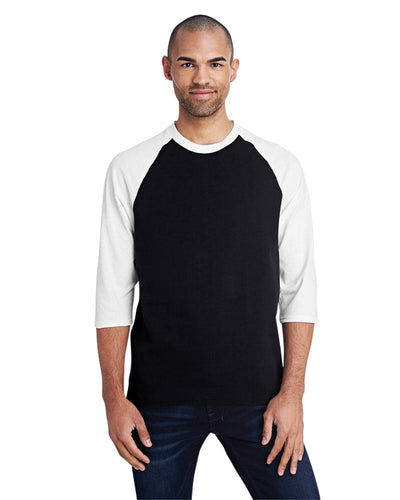 Gildan Heavy Cotton 3/4-Raglan Sleeve T-Shirt G570 | Black/ White - Front