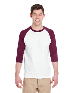 Gildan Heavy Cotton 3/4-Raglan Sleeve T-Shirt G570 | White/ Maroon - Front