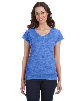 Gildan Ladies SoftStyle V-Neck T-Shirt G64VL | Heather Royal - Front