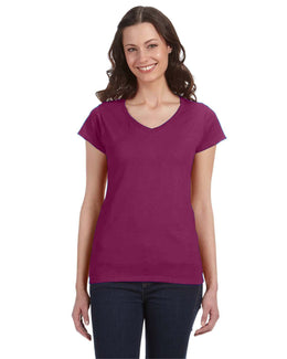 Gildan Ladies SoftStyle V-Neck T-Shirt G64VL | Berry - Front
