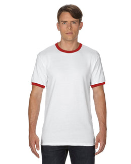 Gildan DryBlend Ringer T-Shirt G860 | White/ Red - Front