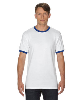 Gildan DryBlend Ringer T-Shirt G860 | White/ Royal - Front