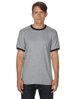 Gildan DryBlend Ringer T-Shirt G860 | Sport Grey/ Blk - Front