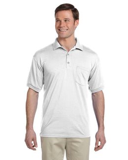 Gildan DryBlend 50/50 Jersey Knit Pocket Polo Shirt G890 | White - Front