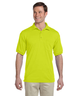 Gildan DryBlend 50/50 Jersey Knit Pocket Polo Shirt G890 | Safety Green - Front