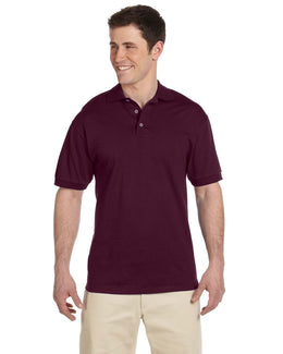 Jerzees Cotton Jersey Knit Polo Shirt J100 | Maroon - Front
