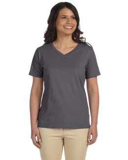 LAT Ladies Combed Cotton V-Neck T-Shirt L-3587 | Charcoal - Front