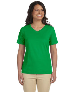 LAT Ladies Combed Cotton V-Neck T-Shirt L-3587 | Kelly - Front